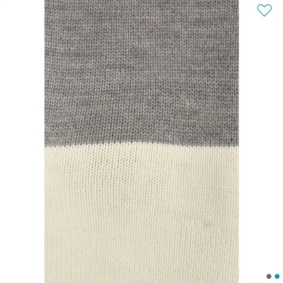 Kate Spade Heather Gray/ Cream color block muffler Pom Pom scarf NWT - Picture 2 of 6